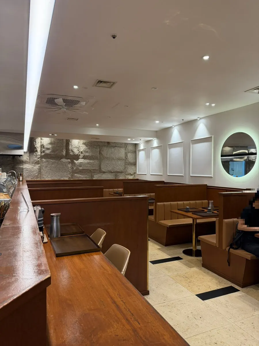 Japanese restaurant interior with table seating