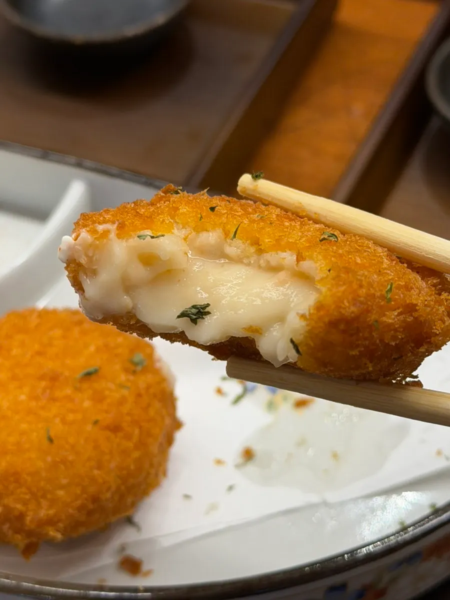 Crab cream croquettes served with sauce
