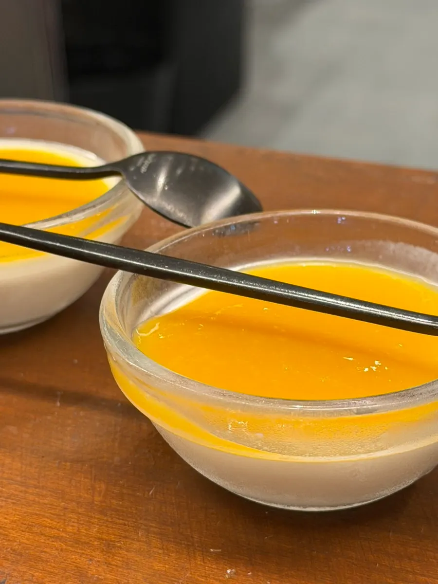 Japanese-style mango yogurt pudding dessert