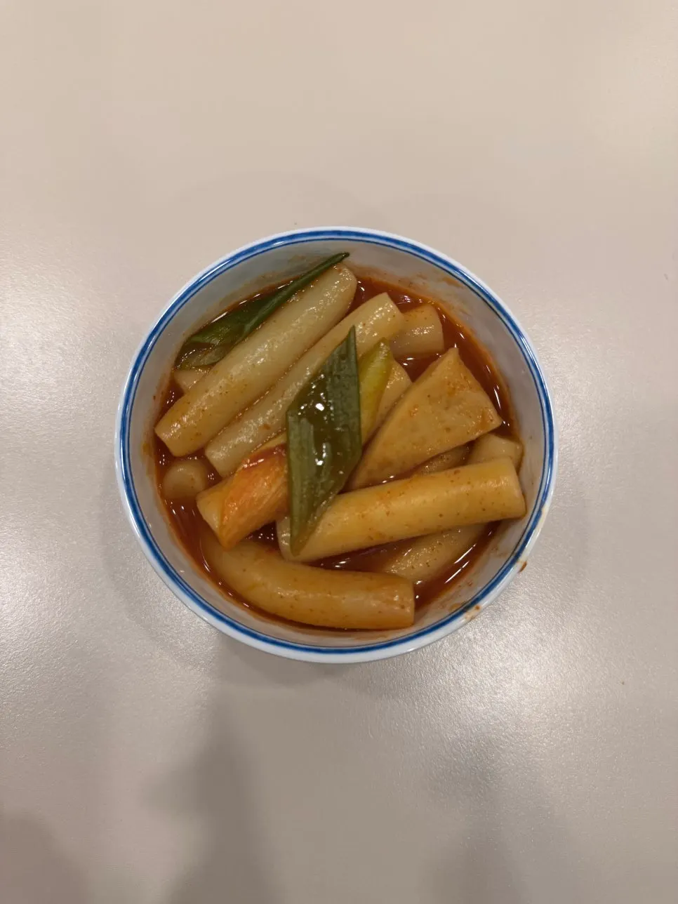 Close-up of the appetizer tteokbokki