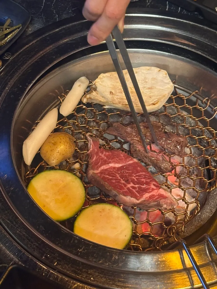 Galbi meat grilled just right to retain its juices