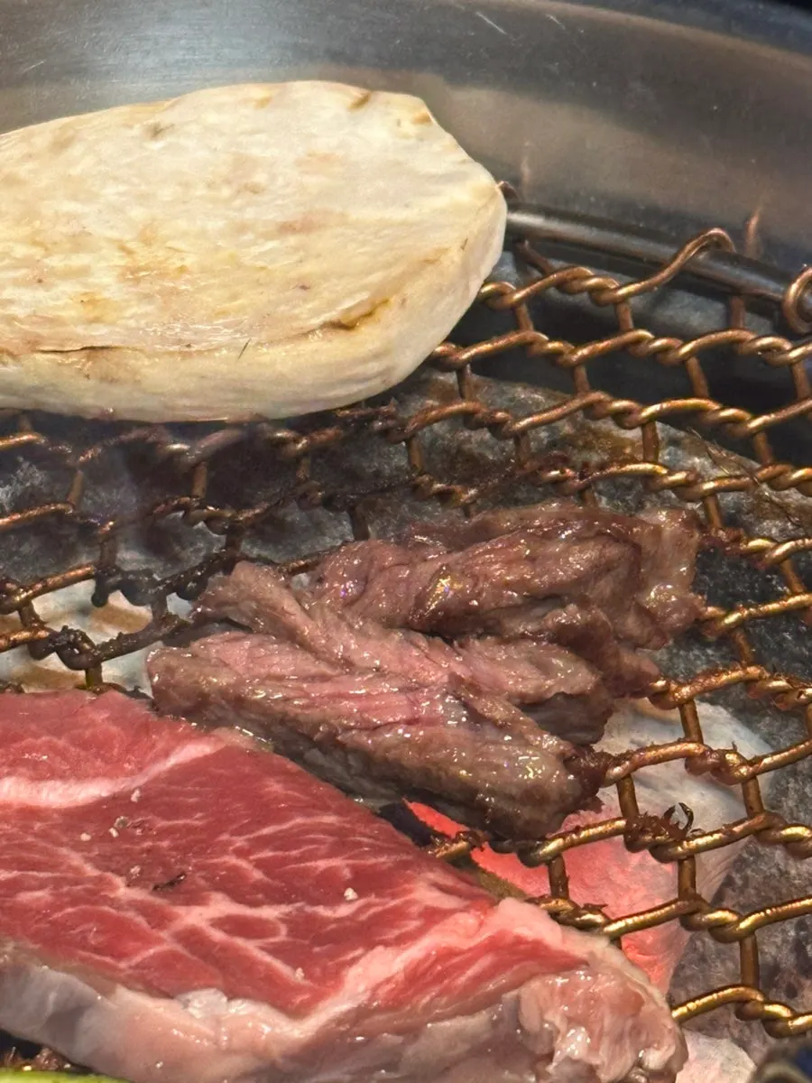 Grilled galbi meat with a tender, rich beef flavor