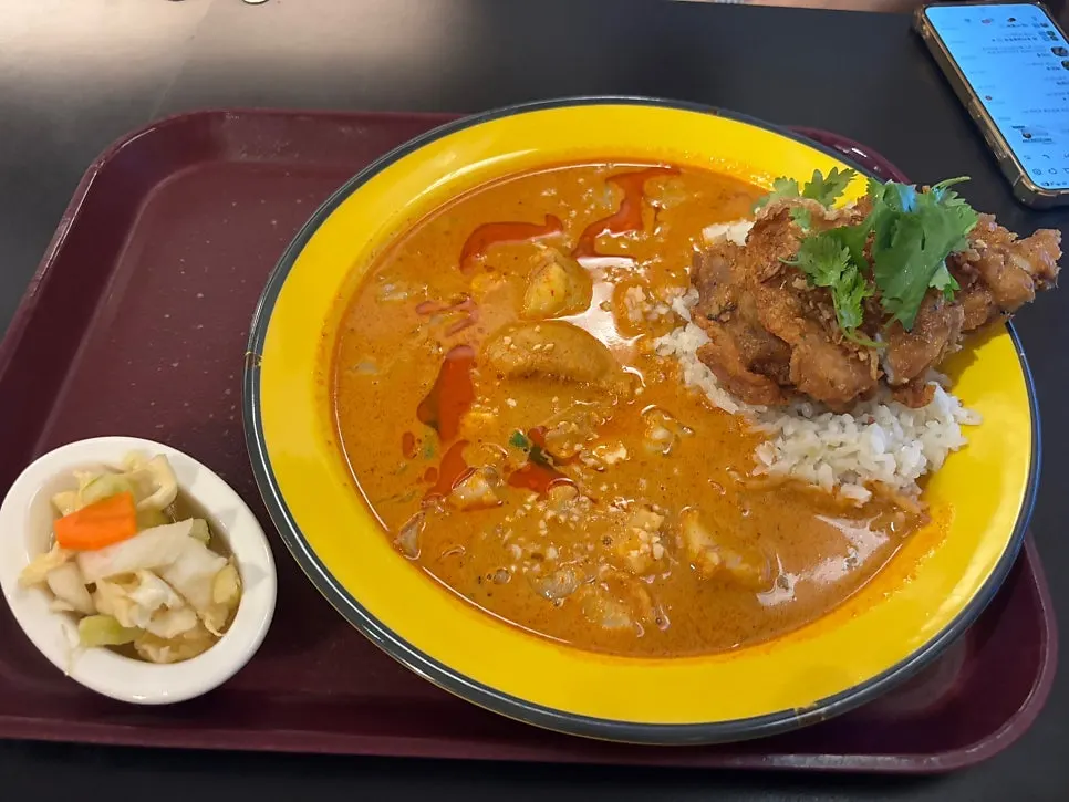Curry with crispy chicken
