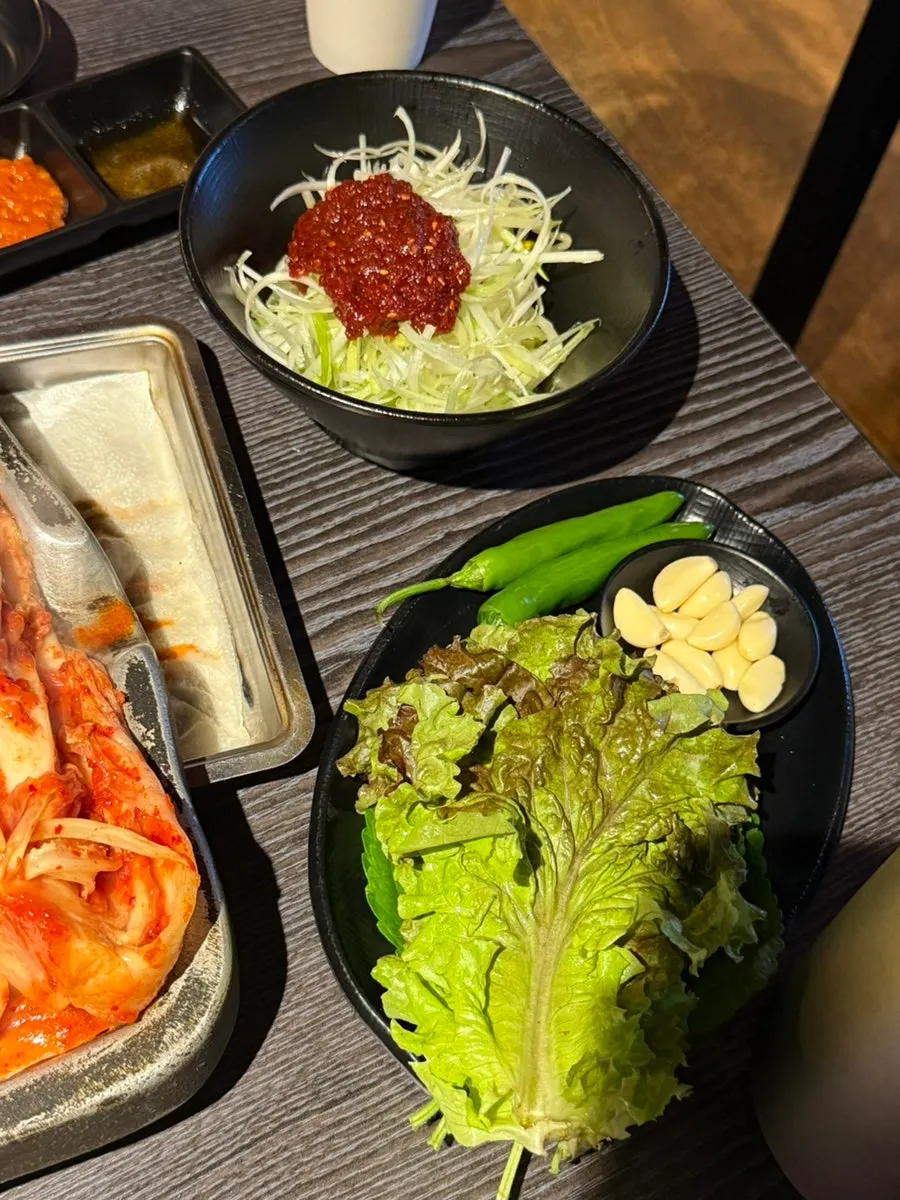 Close-up of bubbling kimchi jjigae
