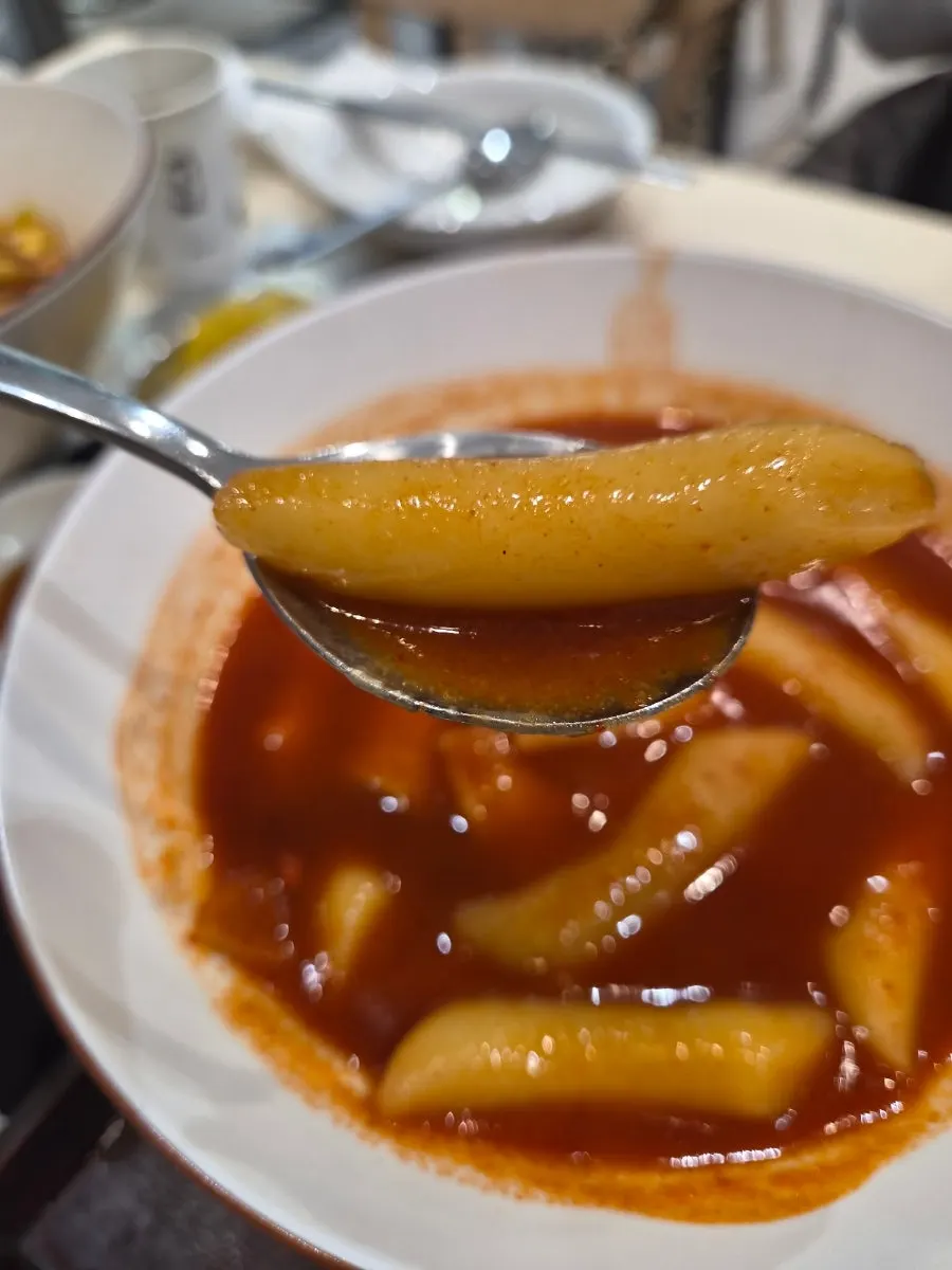 Spicy tteokbokki with chewy wheat rice cakes