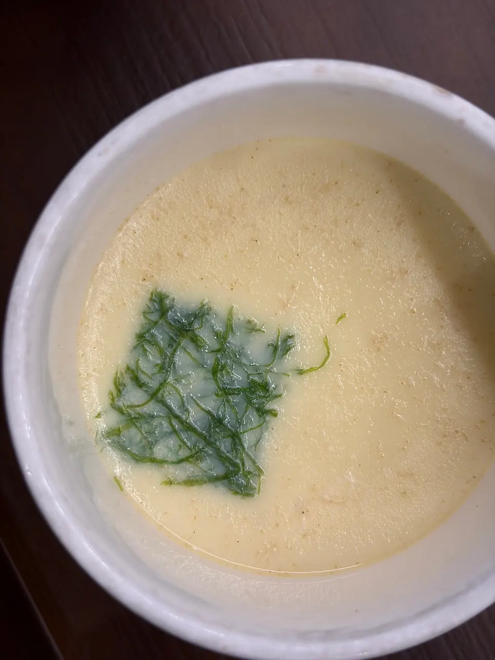 Inside of the chawanmushi with shrimp and ginkgo nuts