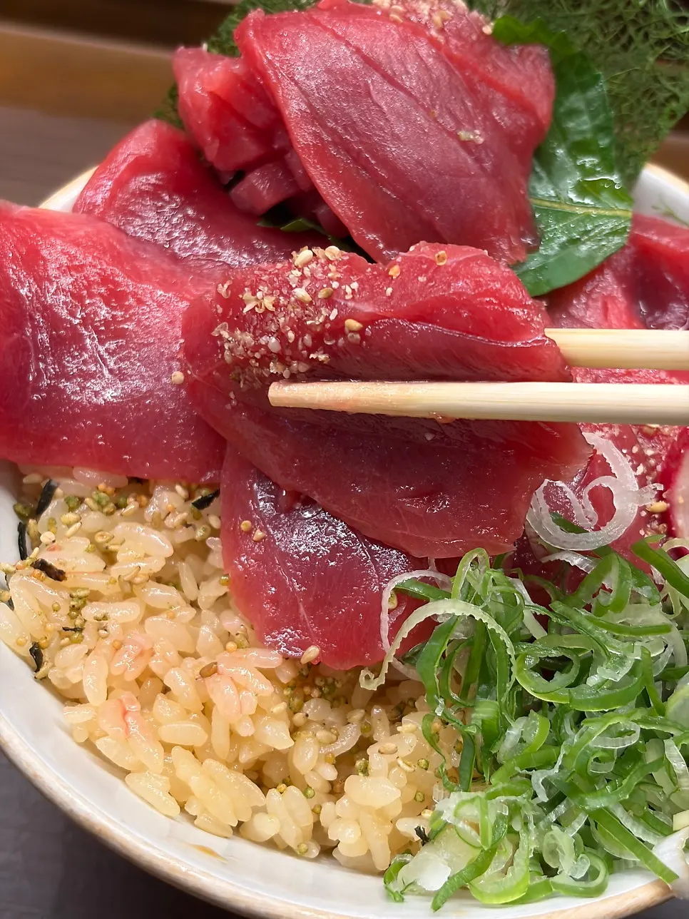 Honmaguro Tsukedon piled high with tuna