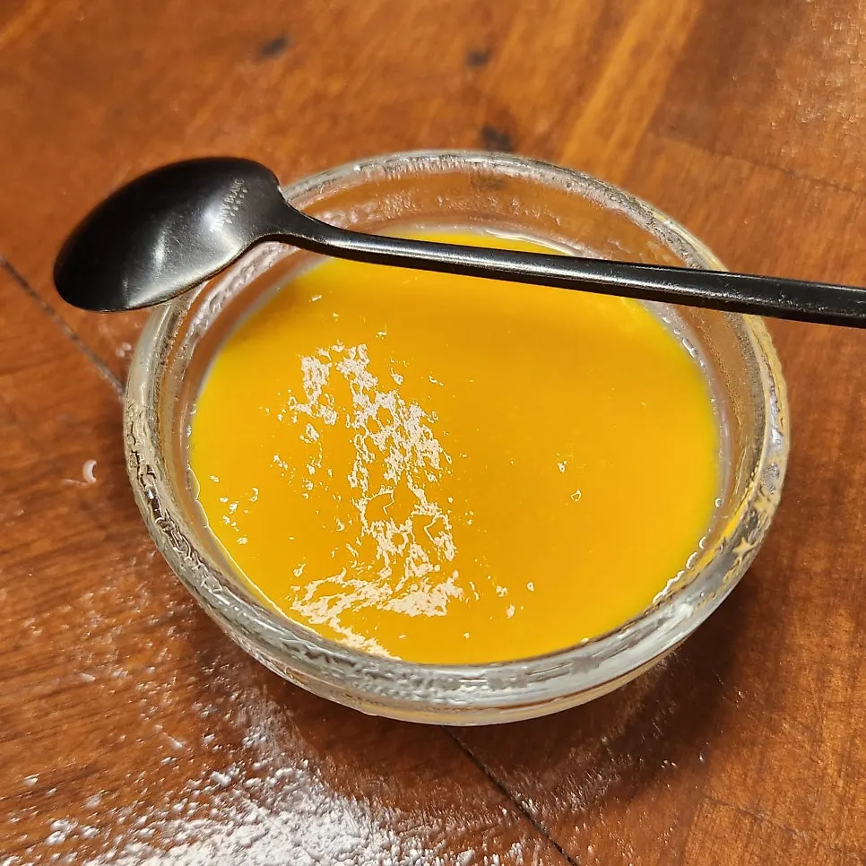 Mango panna cotta served for dessert