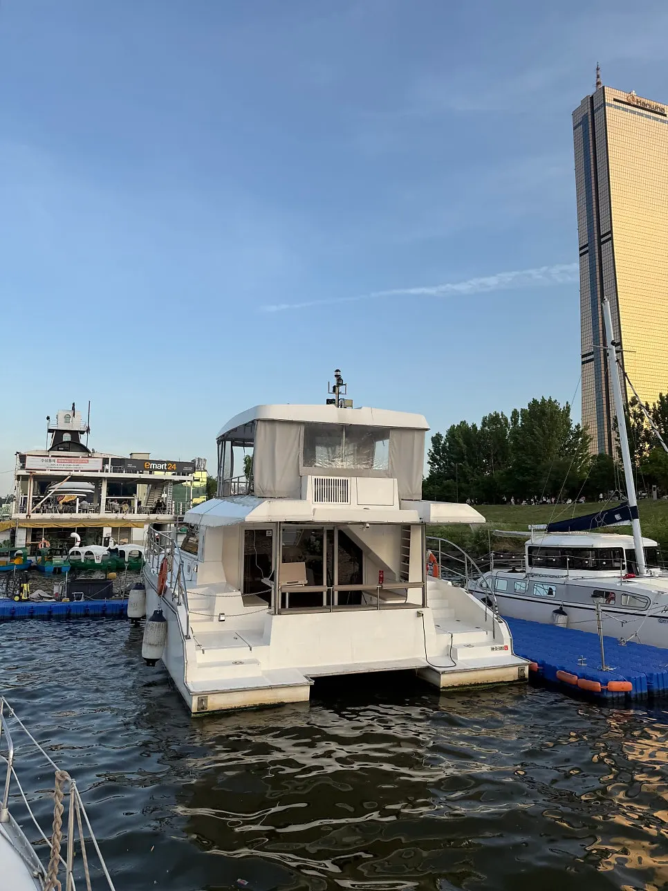 Walking to board the yacht