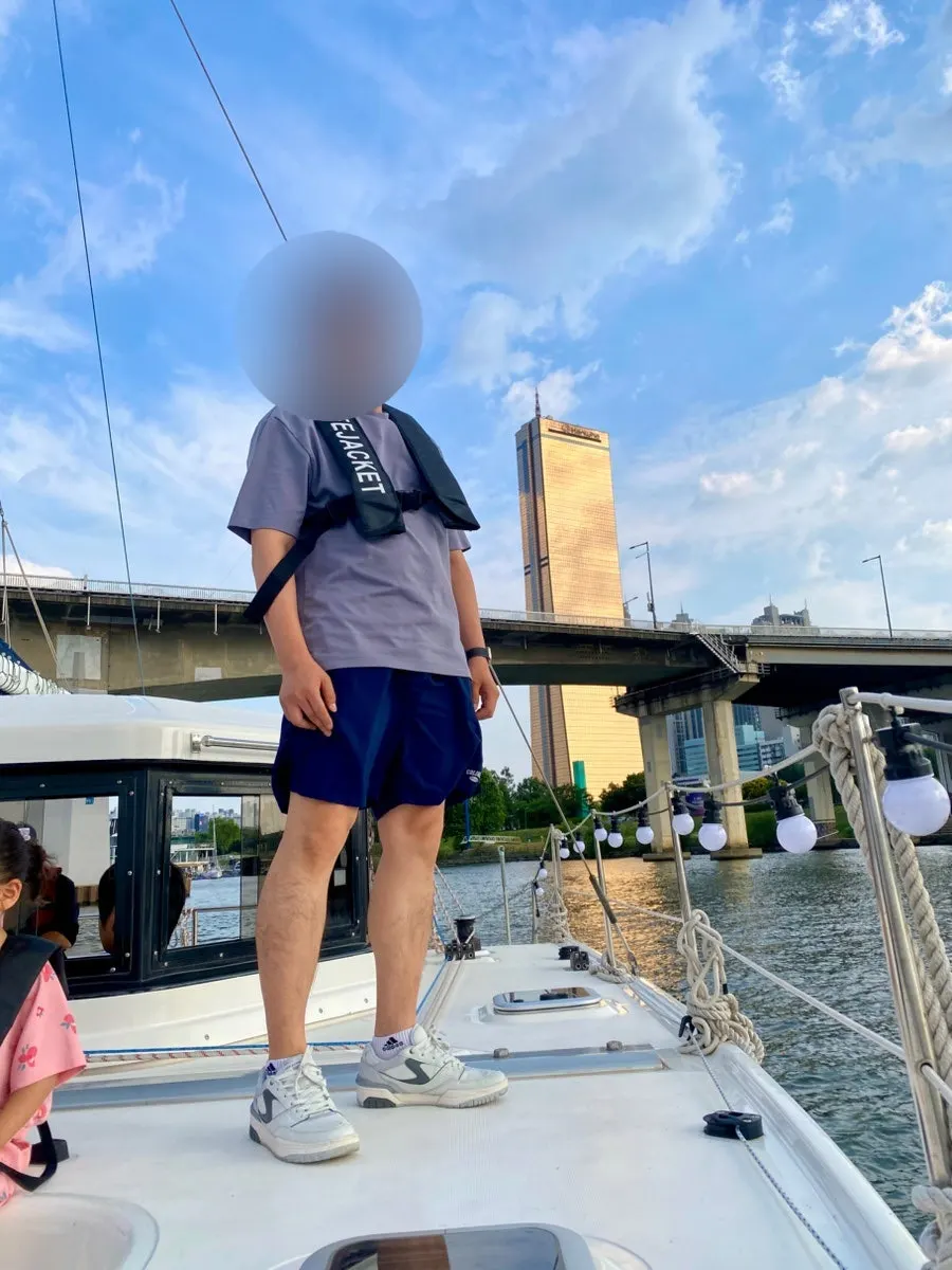 Family yacht outing with a child