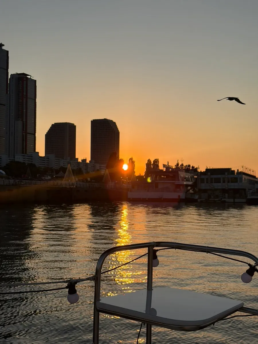 Han River sunset viewed during the yacht tour