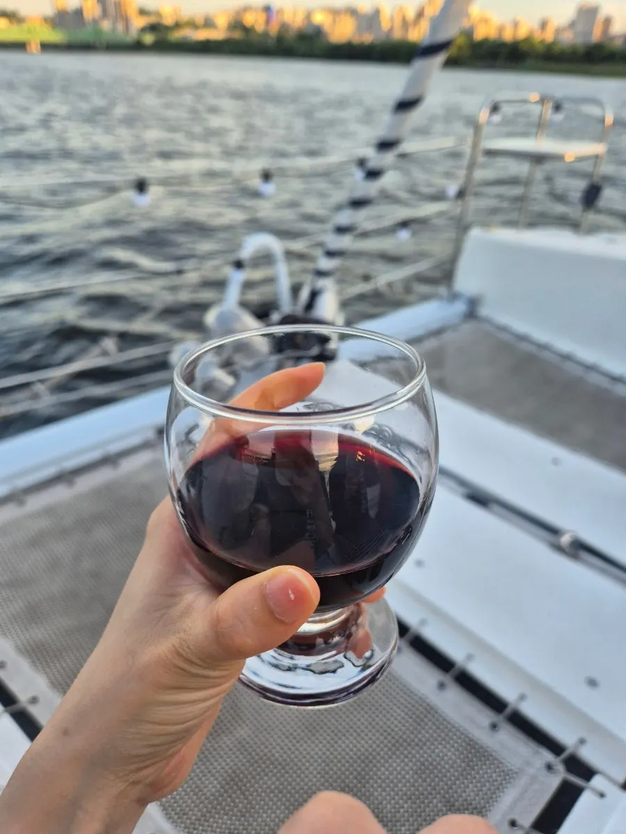 Wine date on a yacht