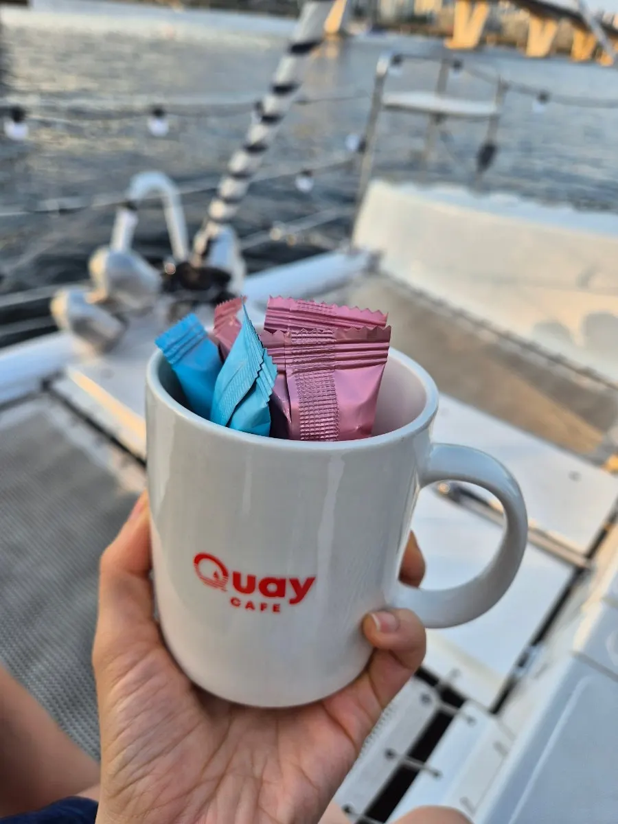 Wine and snacks inside the yacht