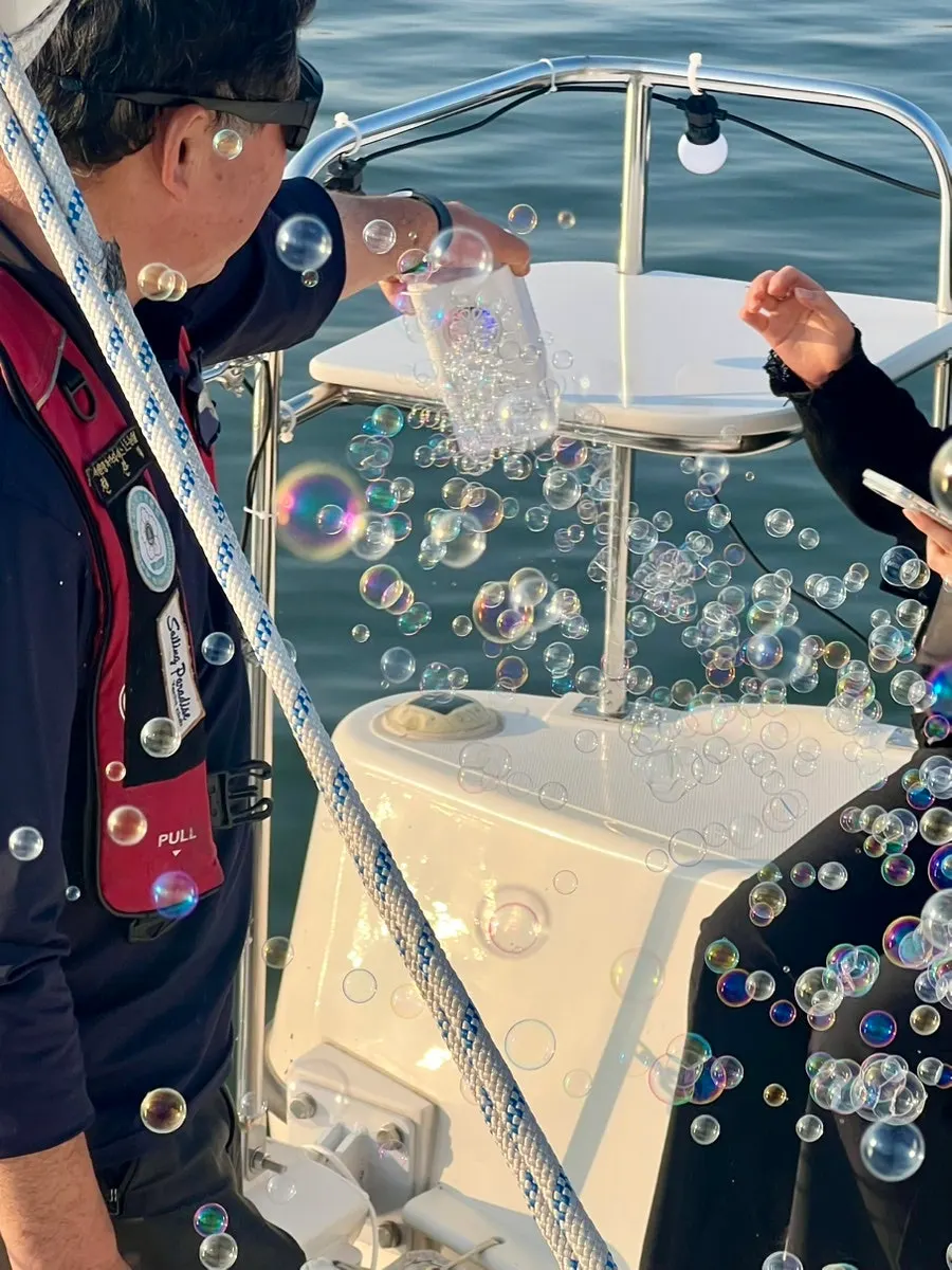 Photo-taking areas at the front and back of the yacht
