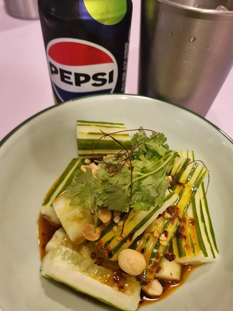 Sweet-tangy, mildly spicy cucumber salad side