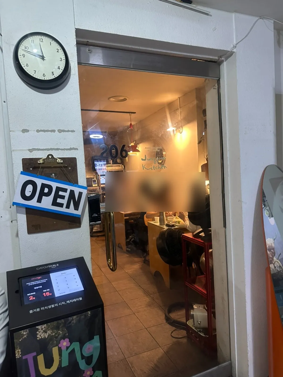 Entrance to Jeongyun Kitchen on the 2nd floor of Gongjak Sangga near Yeouinaru Station