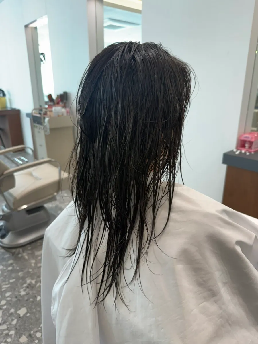 빌드펌 전 손질하지 않은 레이어드컷 비포