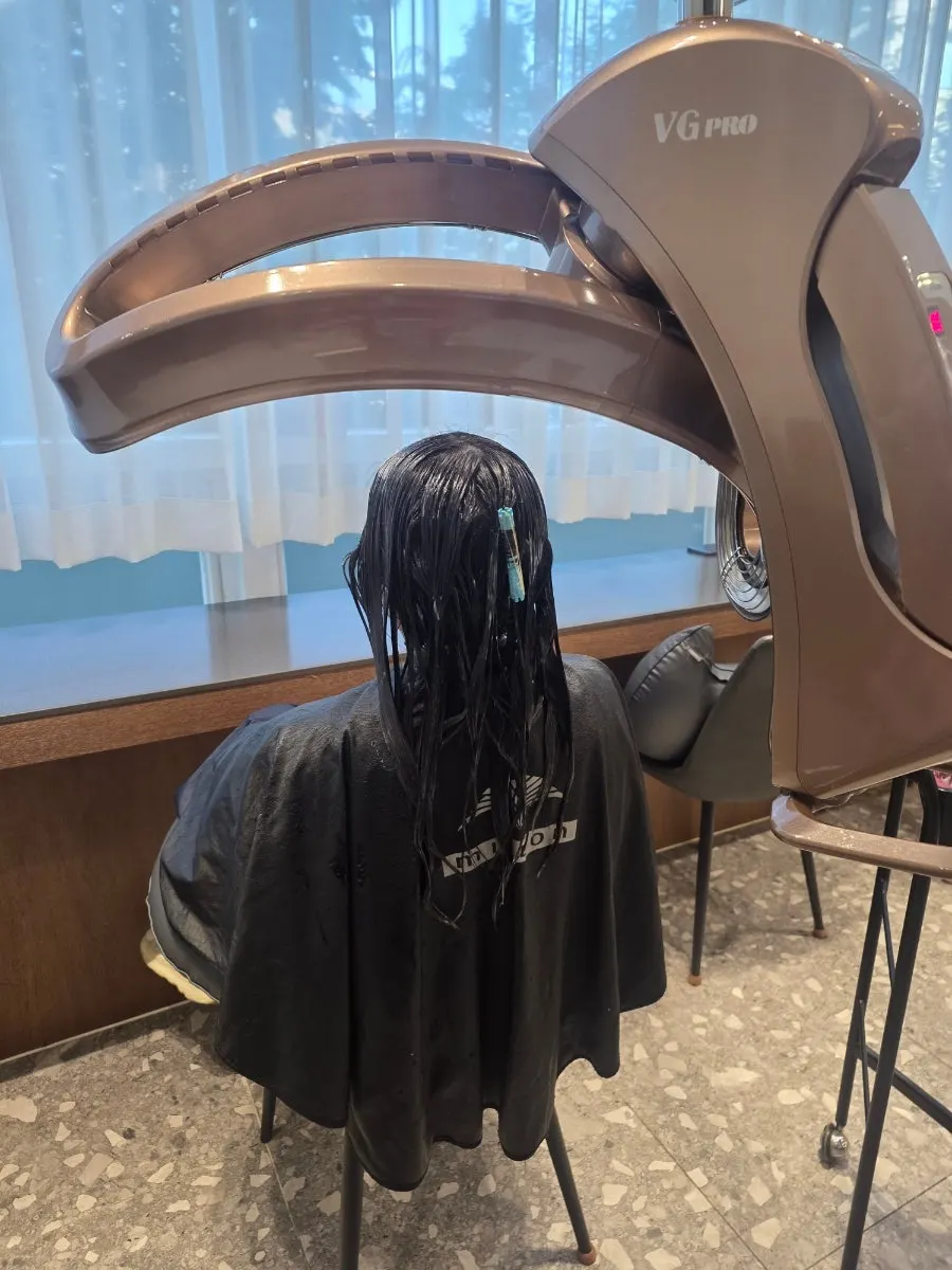 Hair length tidied up before the perm