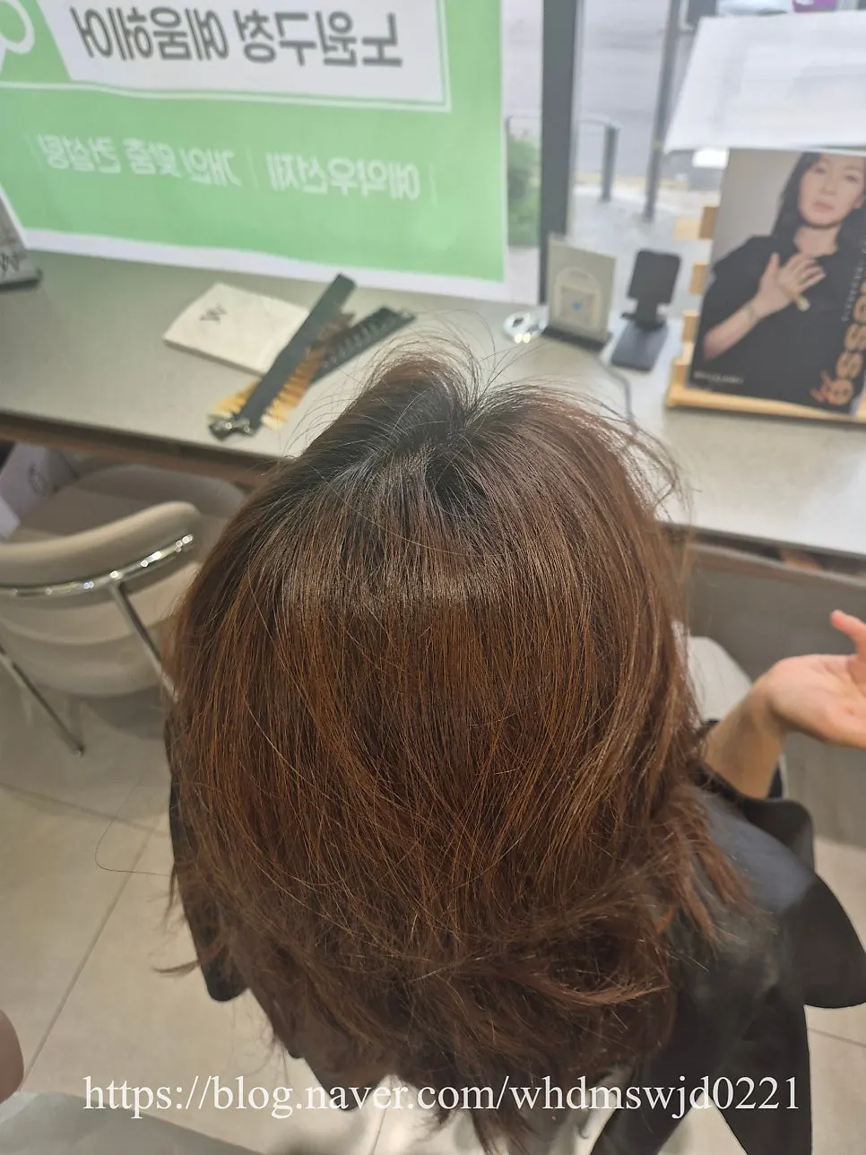 뿌리가 올라온 염색 전 모발 상태