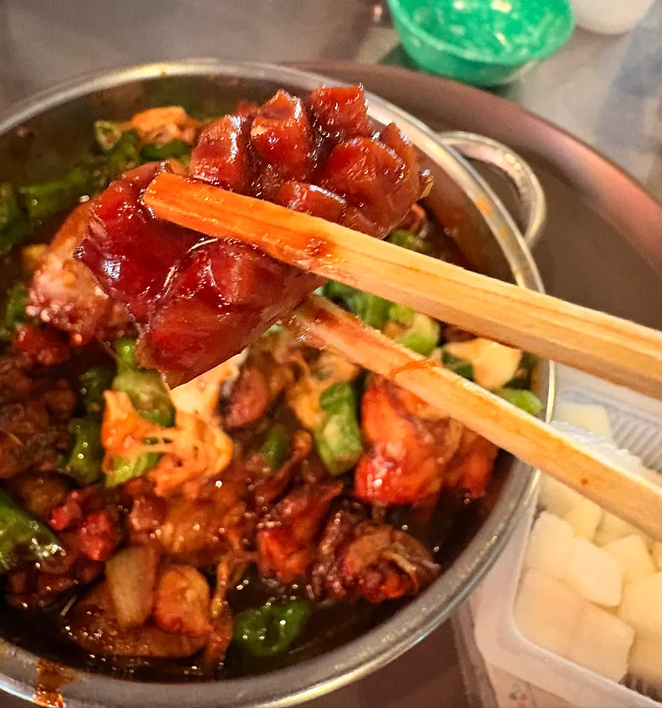 Shishito peppers soaked in sauce