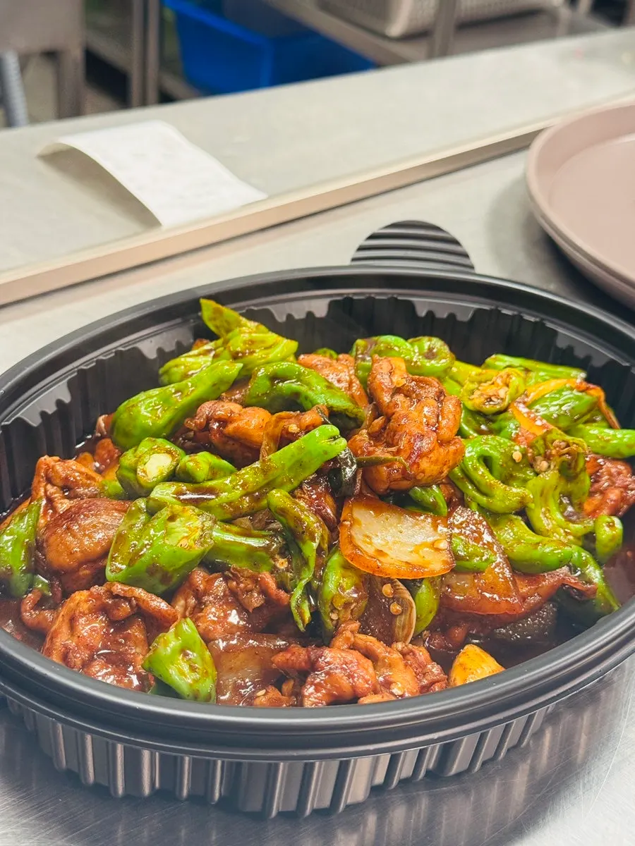 Boneless dakbokkeum takeout with added mozzarella cheese