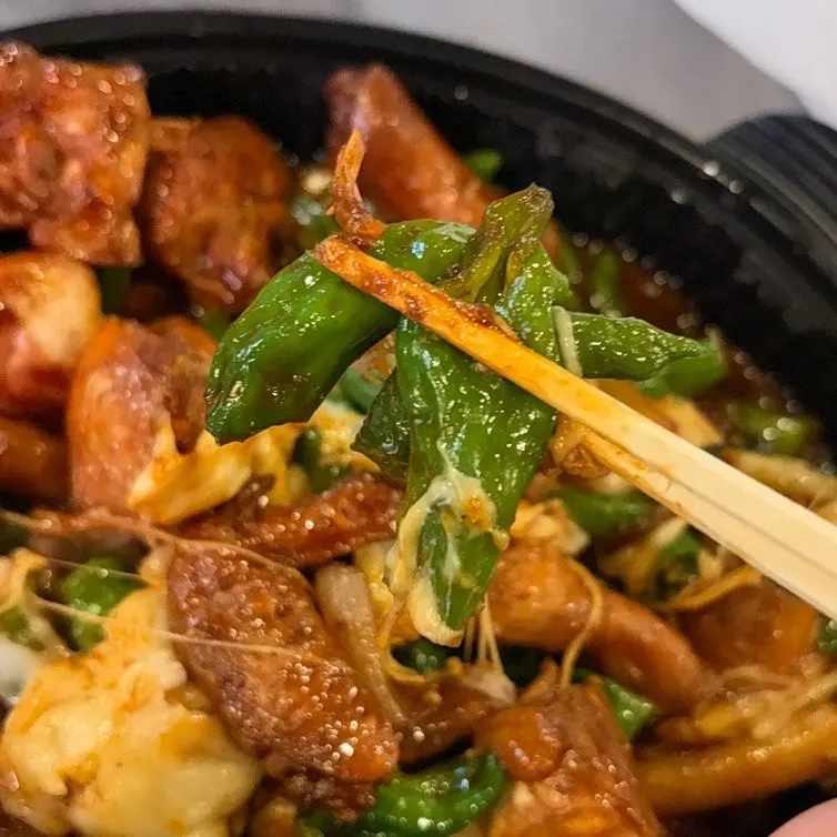 Shishito pepper dakbokkeum with extra cheese