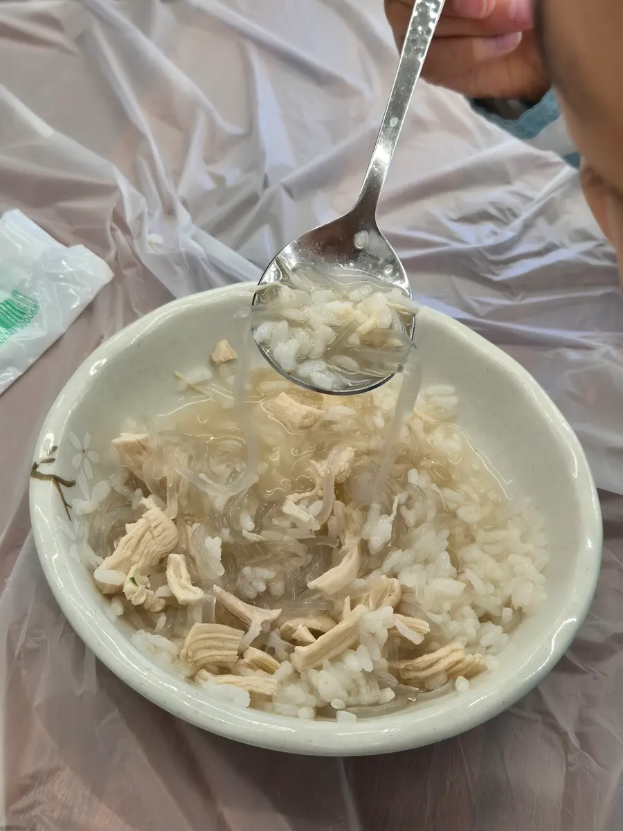 Clear chicken gomtang with chicken and glass noodles