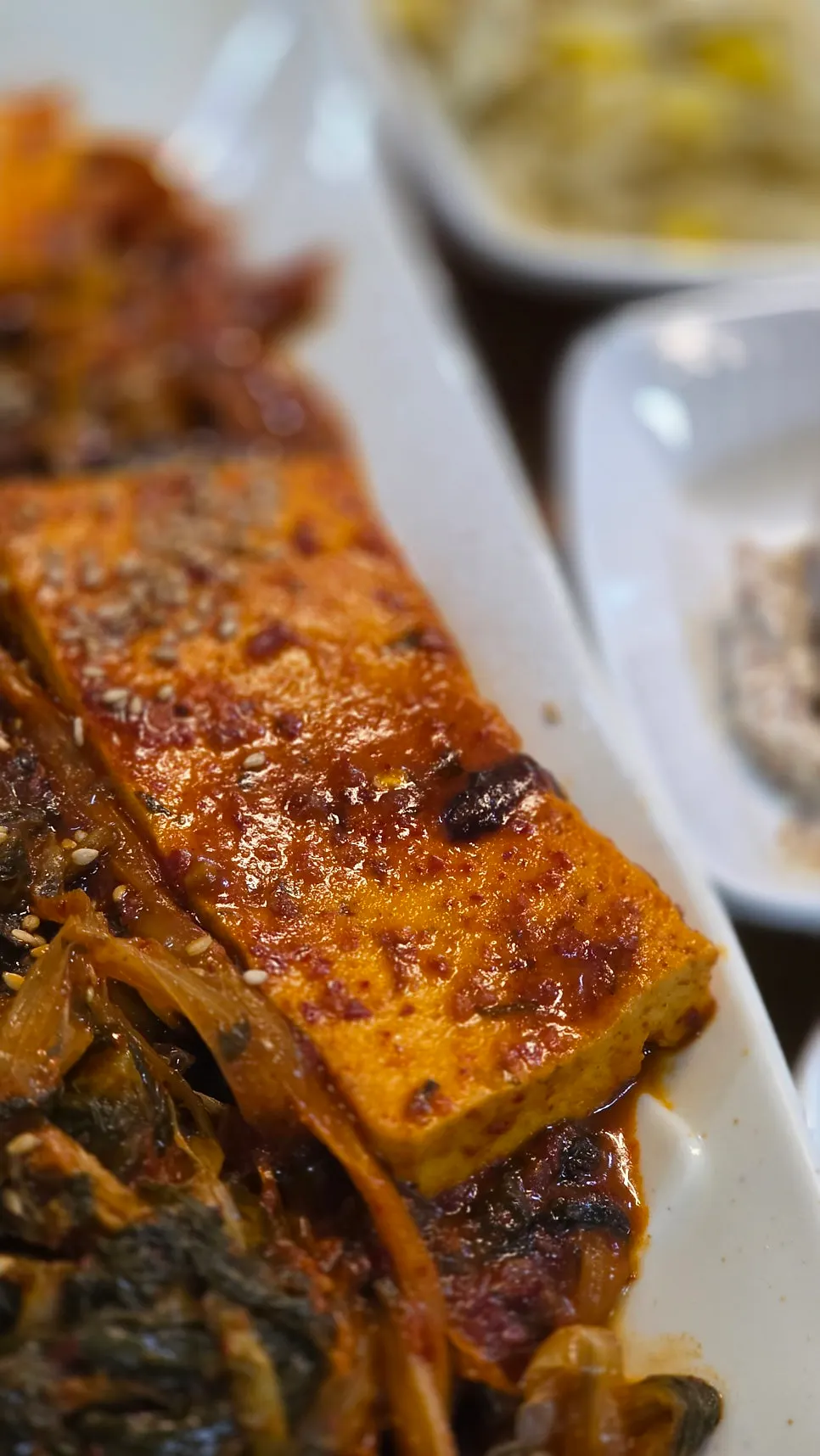 Large chunk of tofu in the braised pollack dish