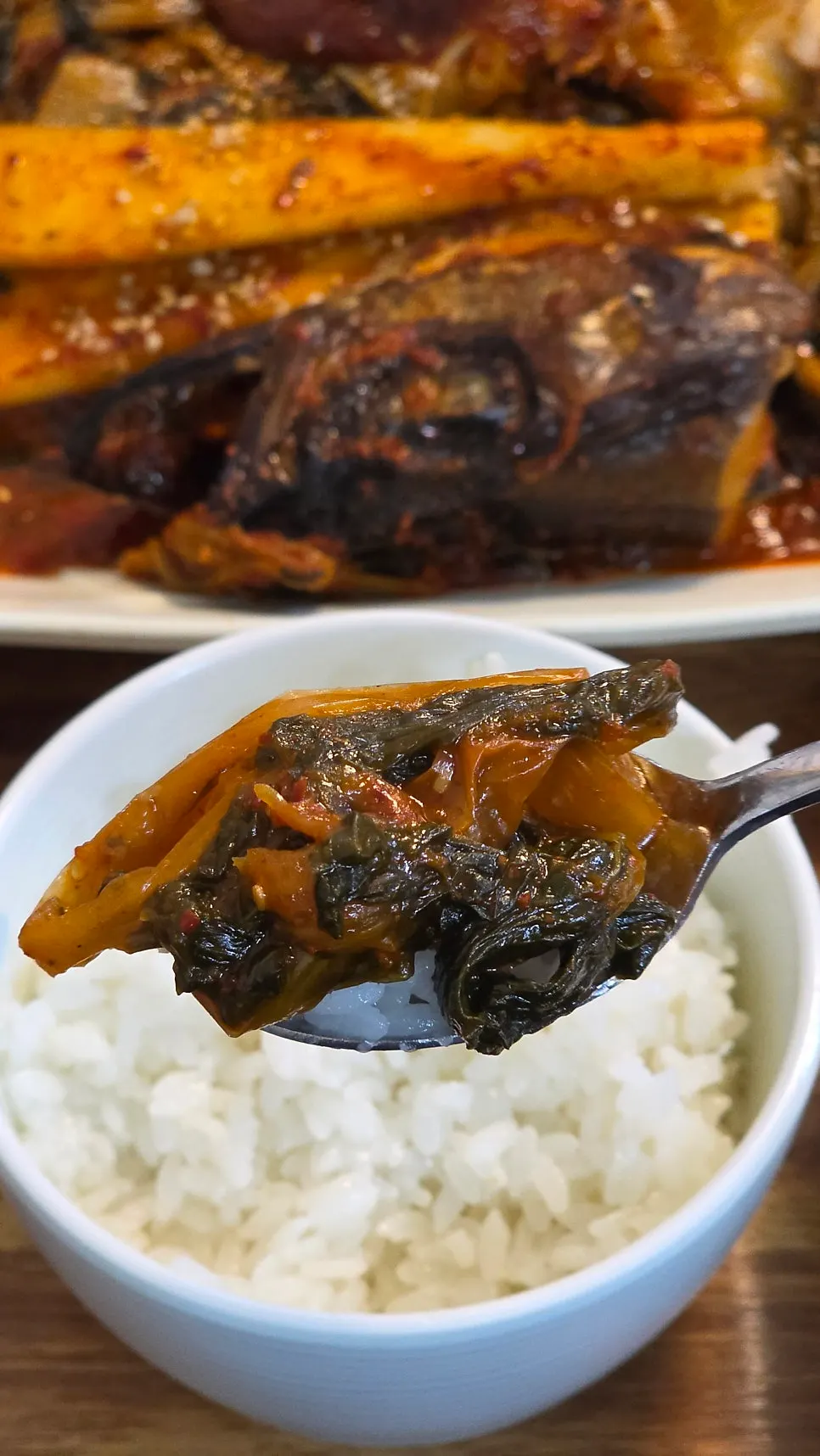 Glossy cauldron rice served in a bowl