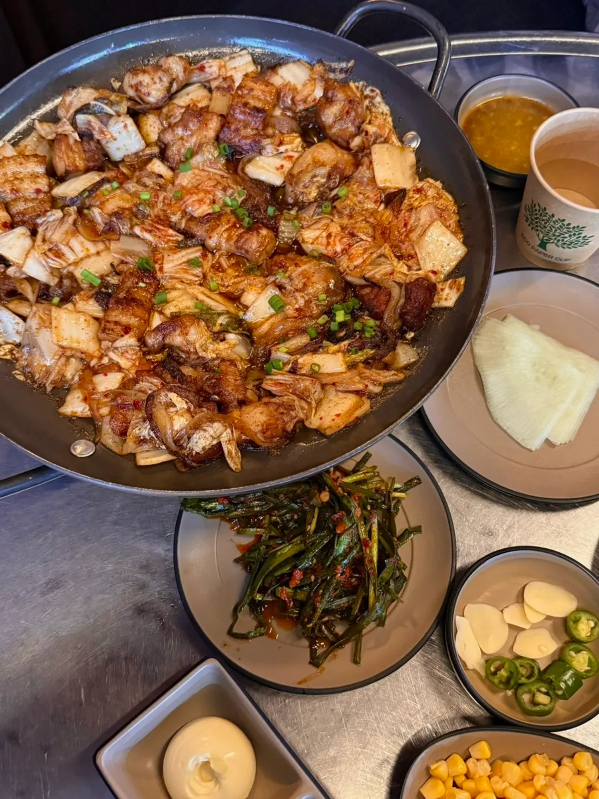 Korean pork belly kimchi grill grilled in the kitchen