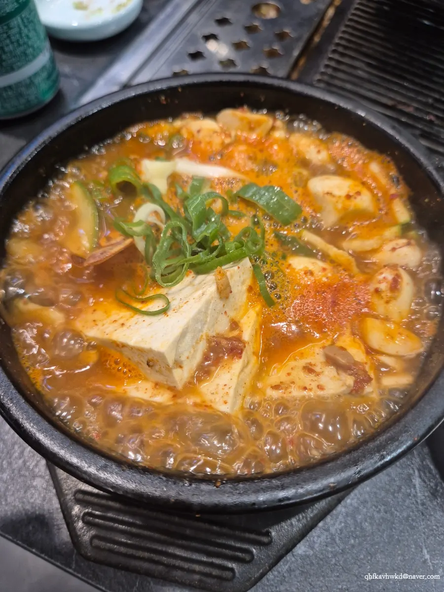 Seafood doenjang jjigae with blue crab and tofu