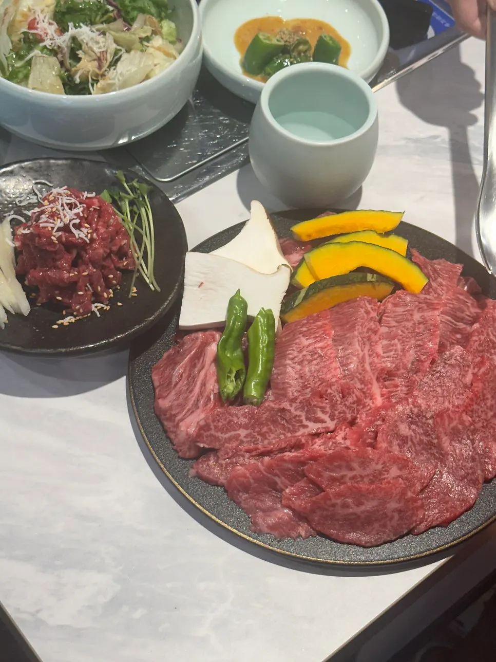 A plate of hanwoo special cuts assortment