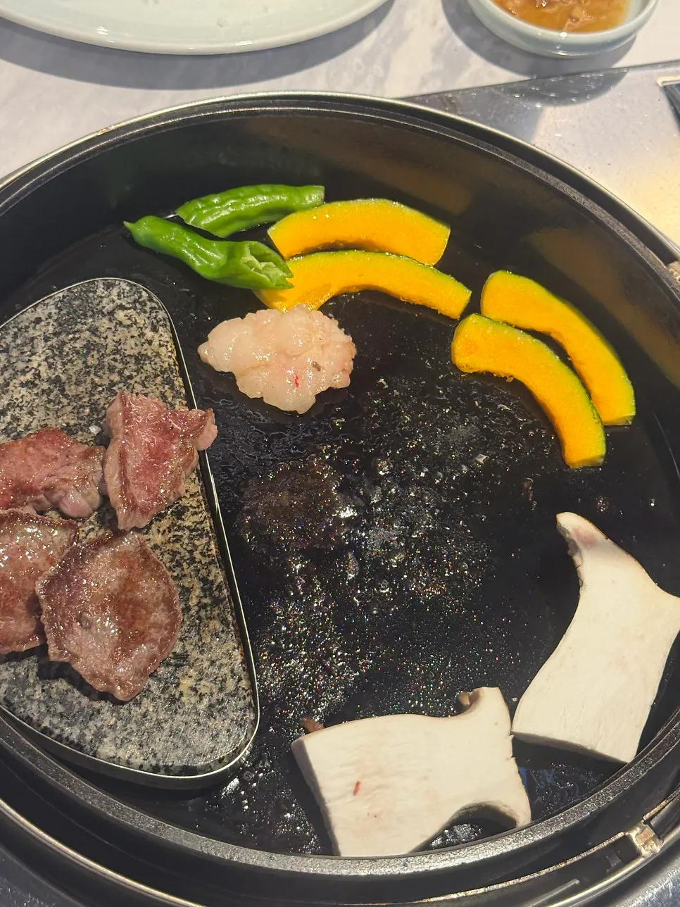 Grilled meat plated and served
