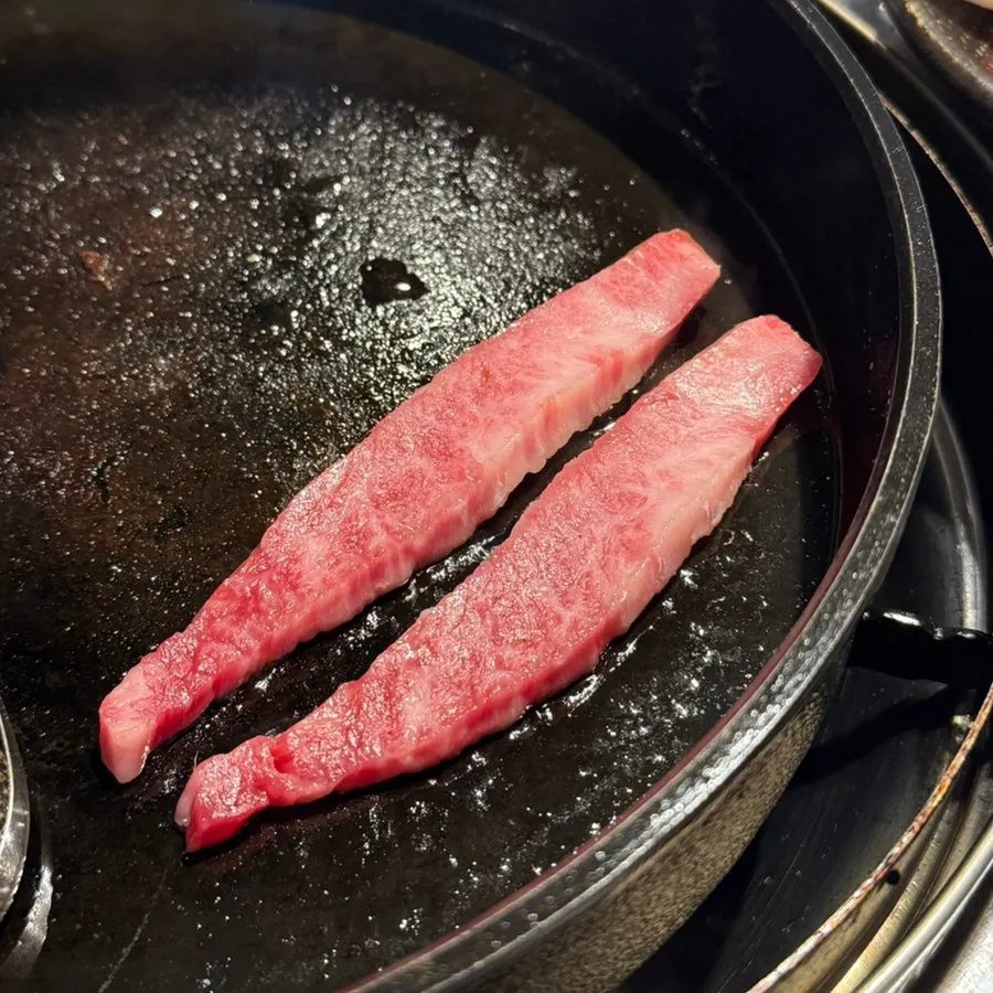 A fully cooked piece of hanwoo