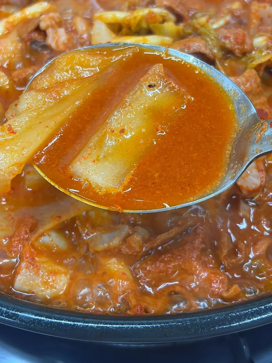 A savory gopchang hot pot spread