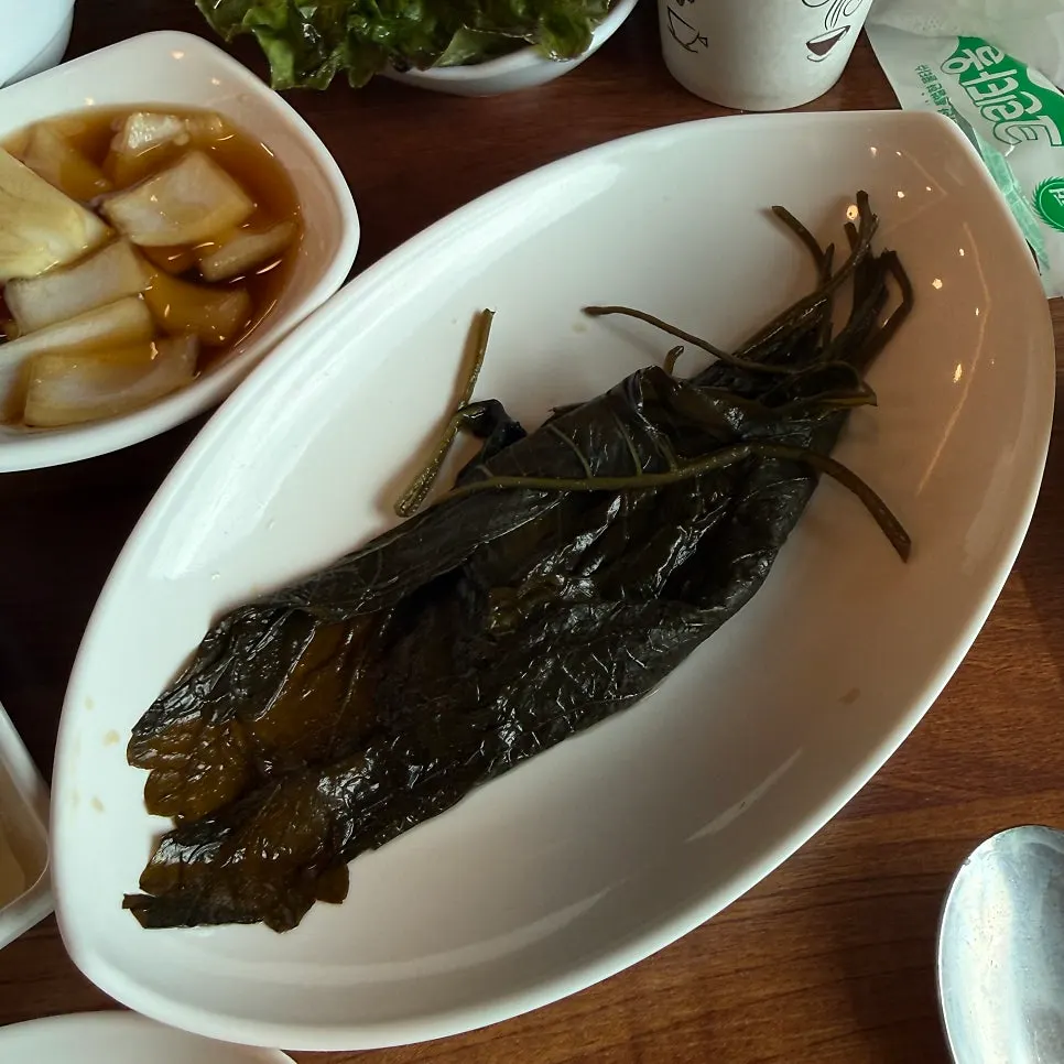Basic side dish spread served with charcoal