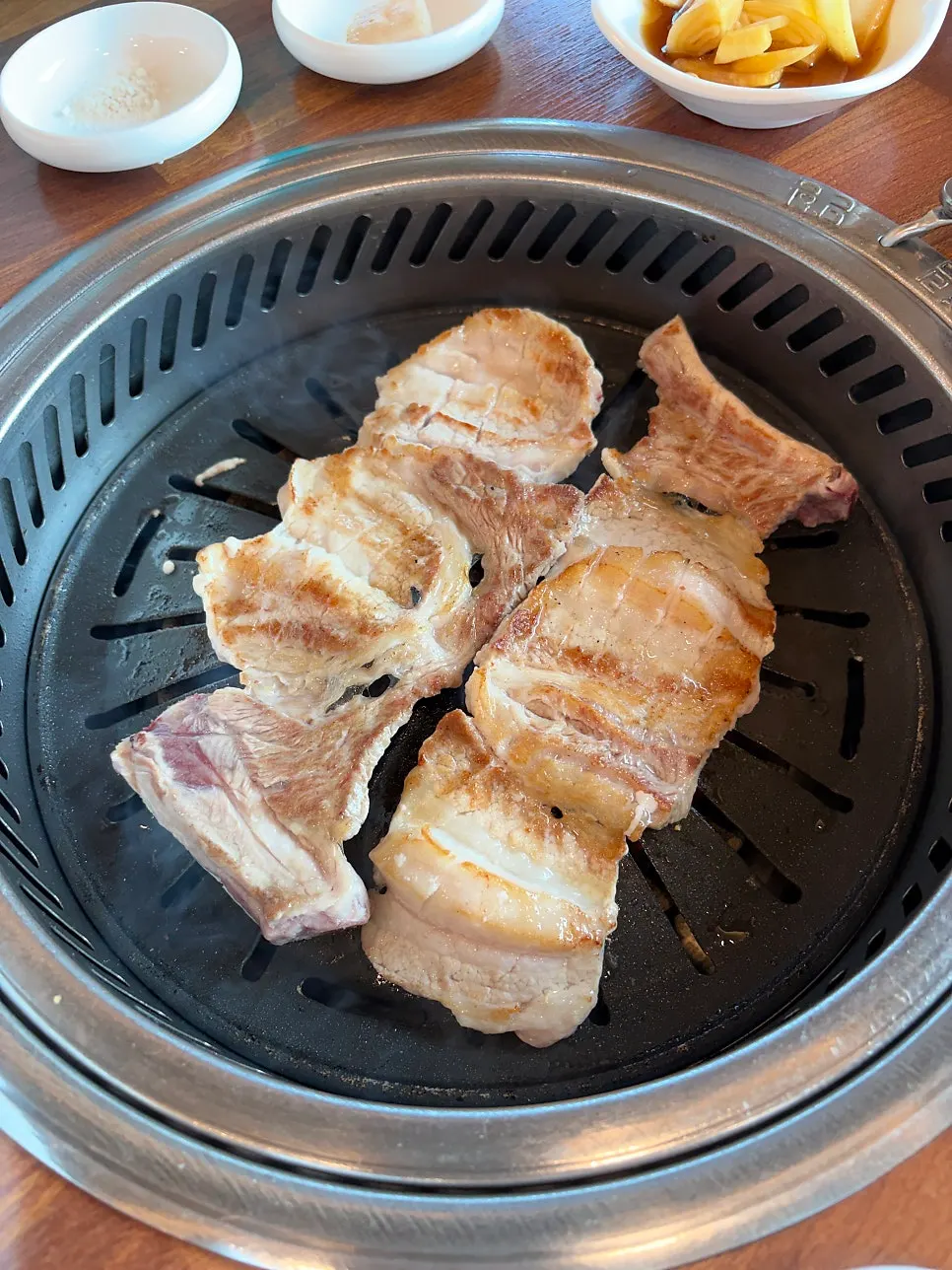 Fresh pork ribs cooked to a golden brown