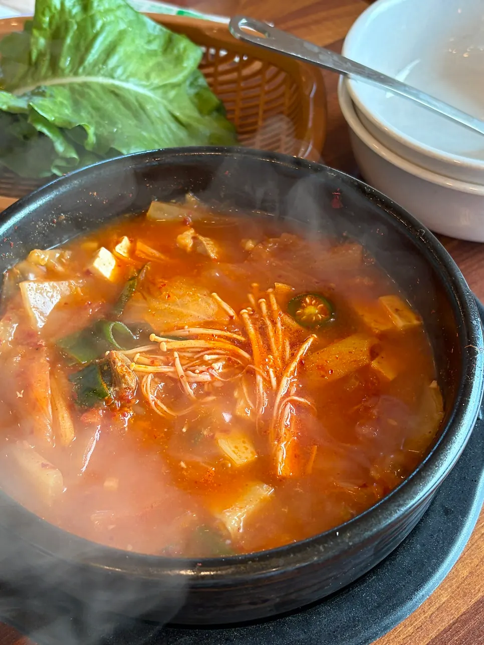 Steamed egg at Yongchon Gogi-jip, photographed after one bite