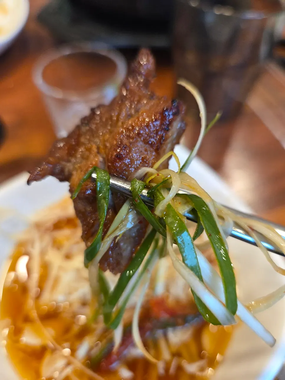 Marinated pork galbi grilled to a golden brown