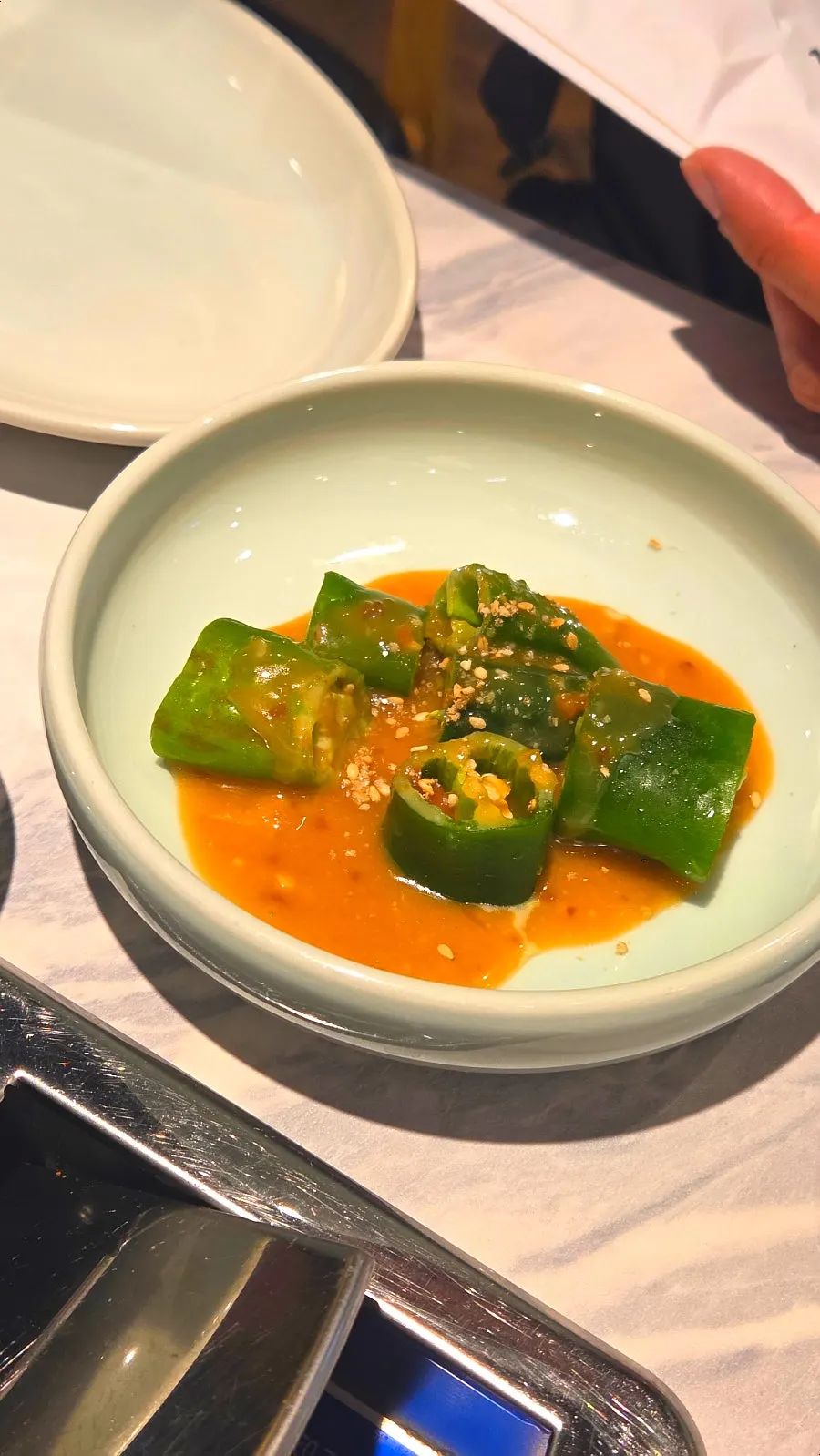 Cucumber peppers served with doenjang sauce