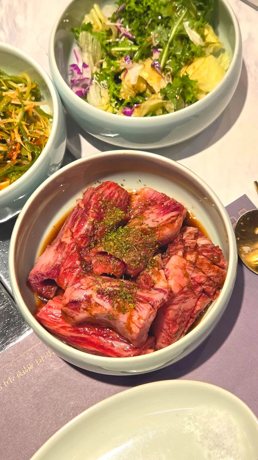 Hanwoo instant seasoned galbi prepared right after ordering