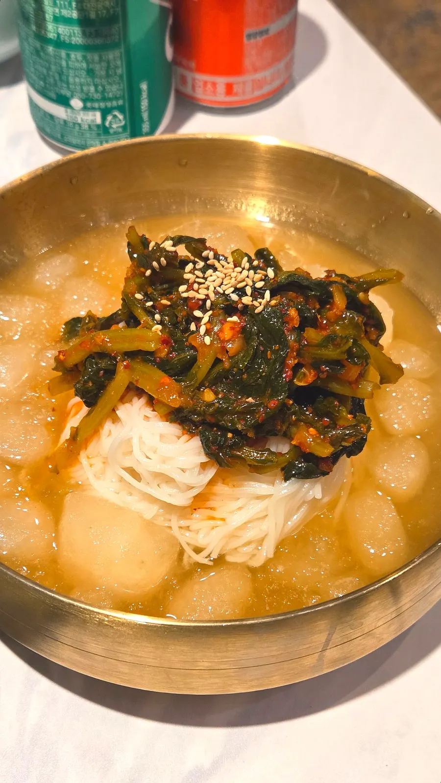 Yeolmu noodles served with the meat