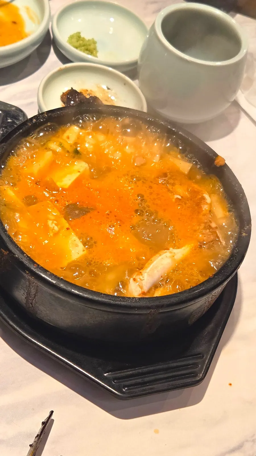 Seafood doenjang stew with crab