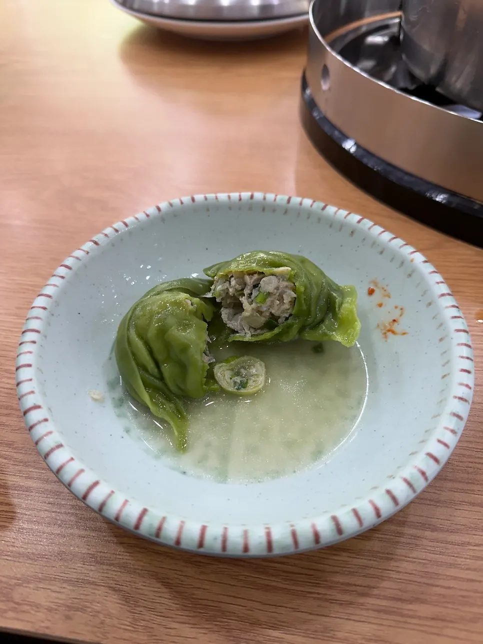 Handmade meat dumplings in the hot pot