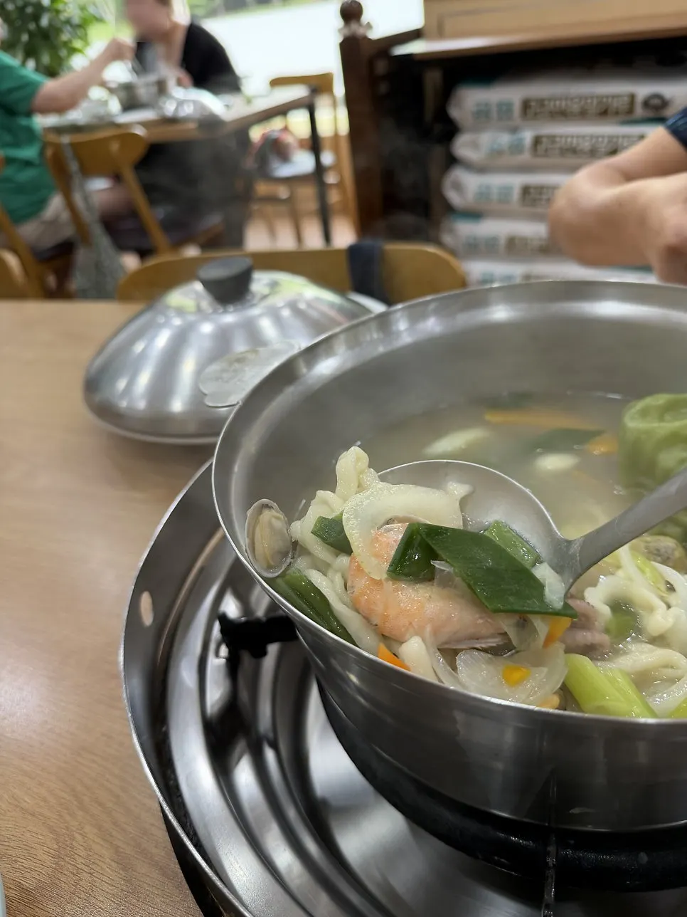Mandu jeongol served in a small individual bowl