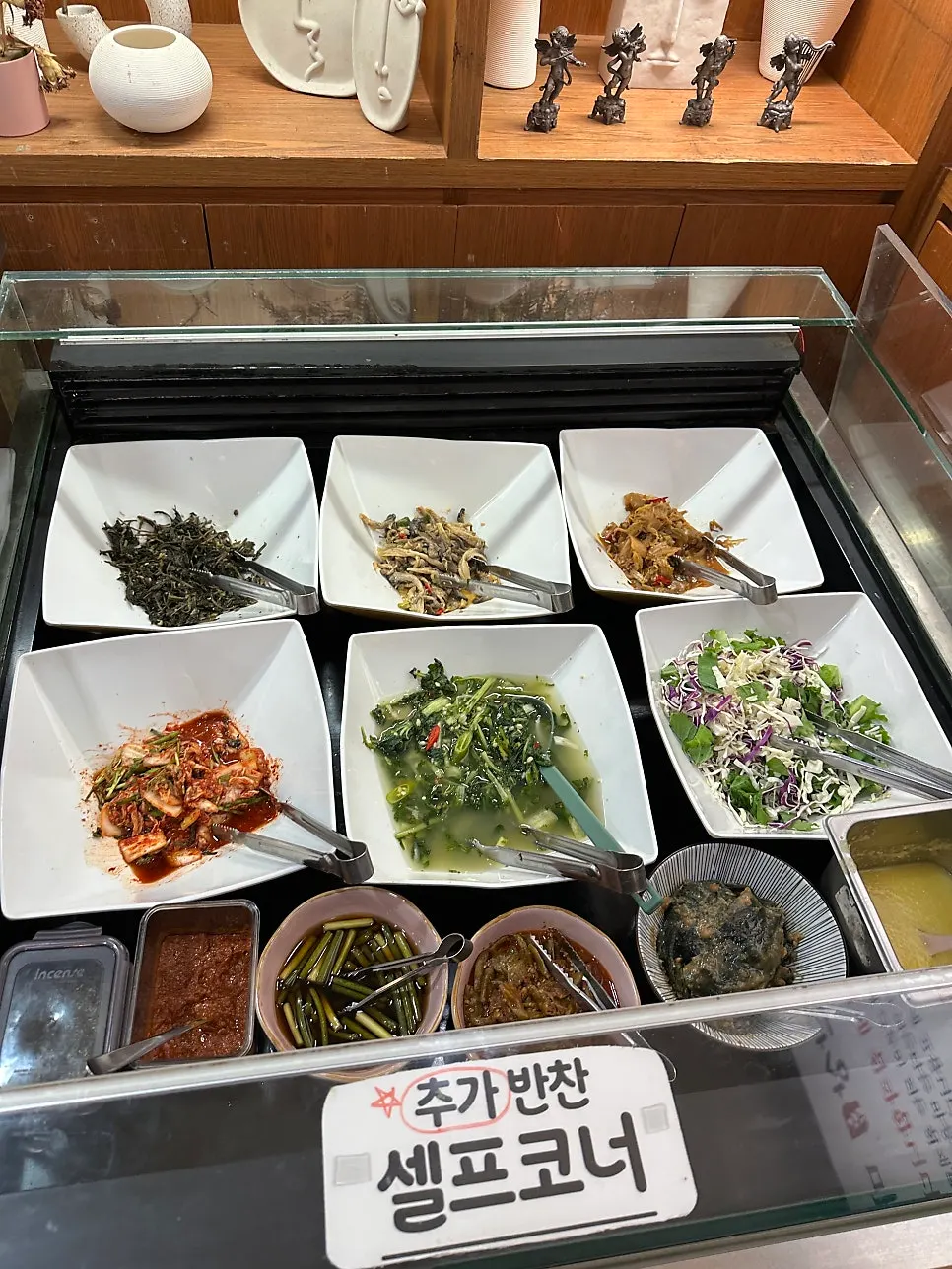 Banchan and self-service bar at Sotbap Hansang