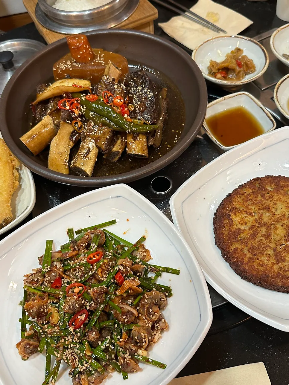 Ordered Korean set-meal spread at Sotbap Hansang