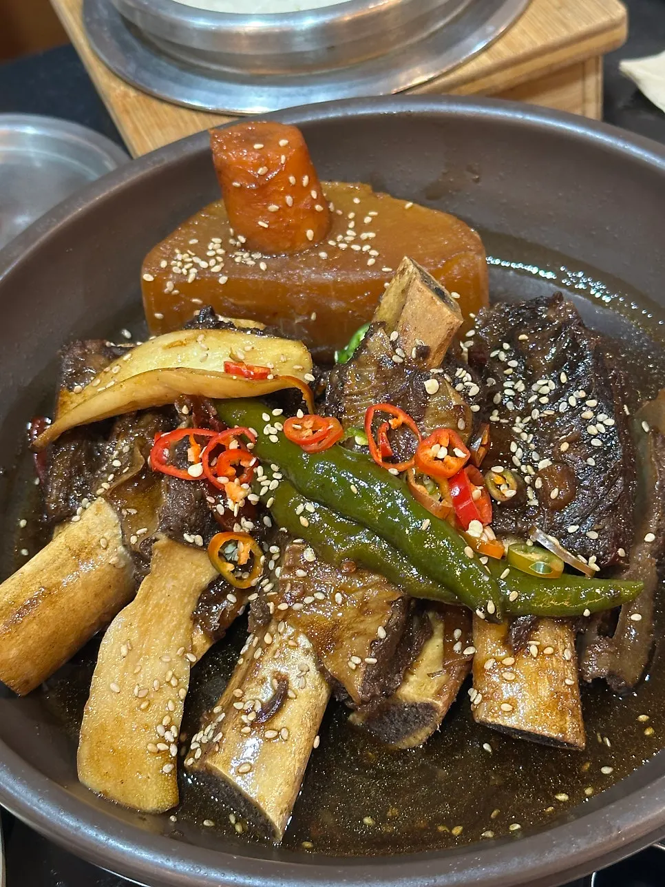 Braised beef short ribs infused with seasoning