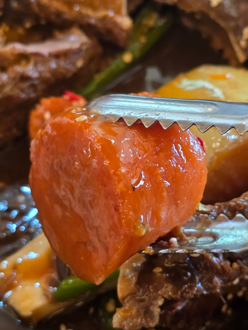 Large carrots in the braised beef short ribs