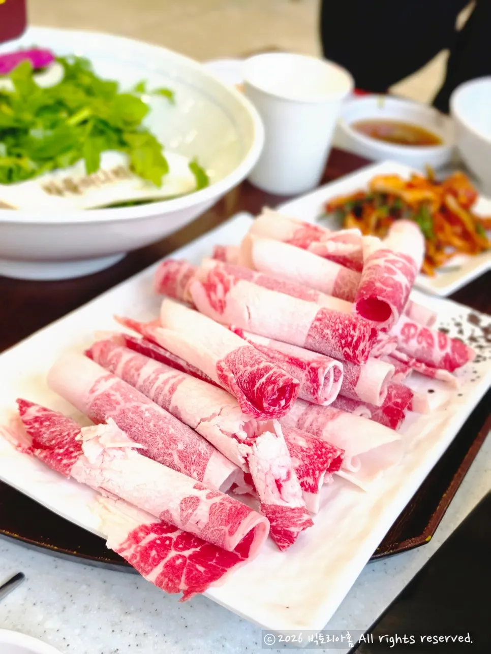 Plate of minari and wagyu beef brisket